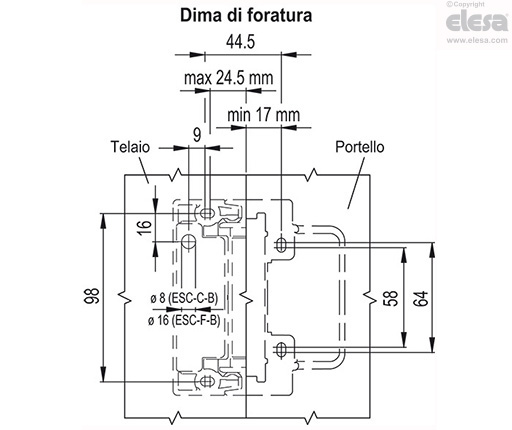 ESC-SFT-C-B - Connettore maschio a 8 poli, uscita posteriore