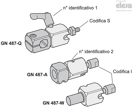 GN 487-W-S-1 - Con perno, con filettatura esterna, maniglia a ripresa