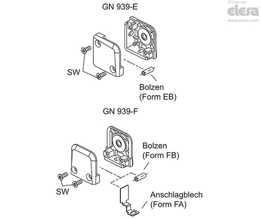 GN 939-E-SW - Eckhalter, schwarz