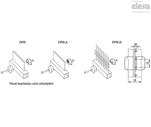 PPR - Halter für Flächenelemente und elektro-geschweißte Gitter